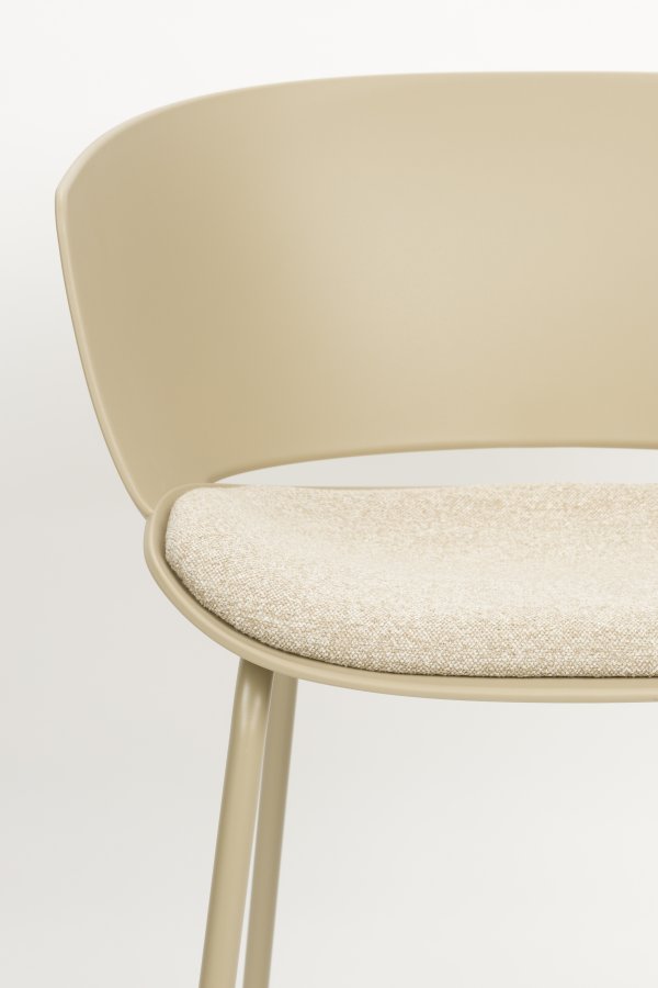 WHITE LABEL LIVING Jessica spisebordsstol, m. armln - beige polypropylen/polyester/metal