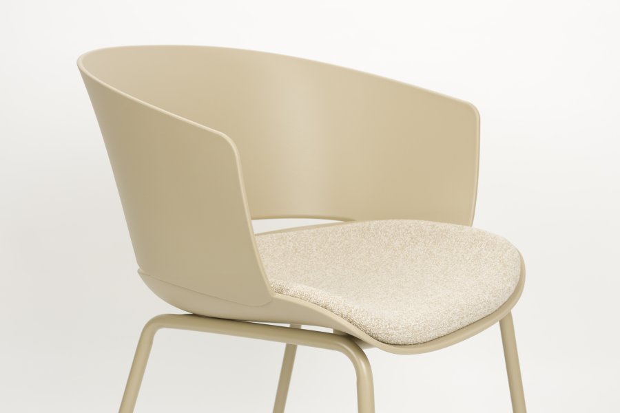 WHITE LABEL LIVING Jessica spisebordsstol, m. armln - beige polypropylen/polyester/metal