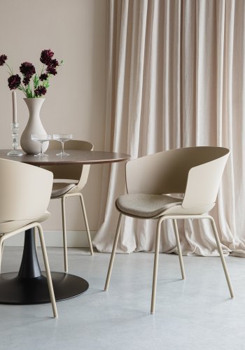WHITE LABEL LIVING Jessica spisebordsstol, m. armln - beige polypropylen/polyester/metal