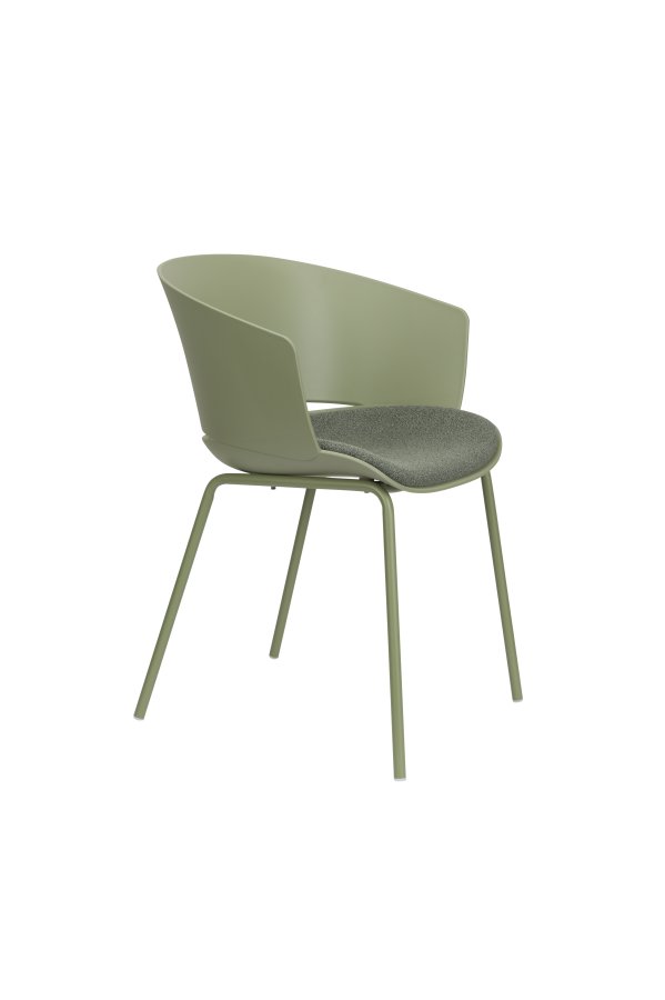 WHITE LABEL LIVING Jessica spisebordsstol, m. armln - grn polypropylen/polyester/metal