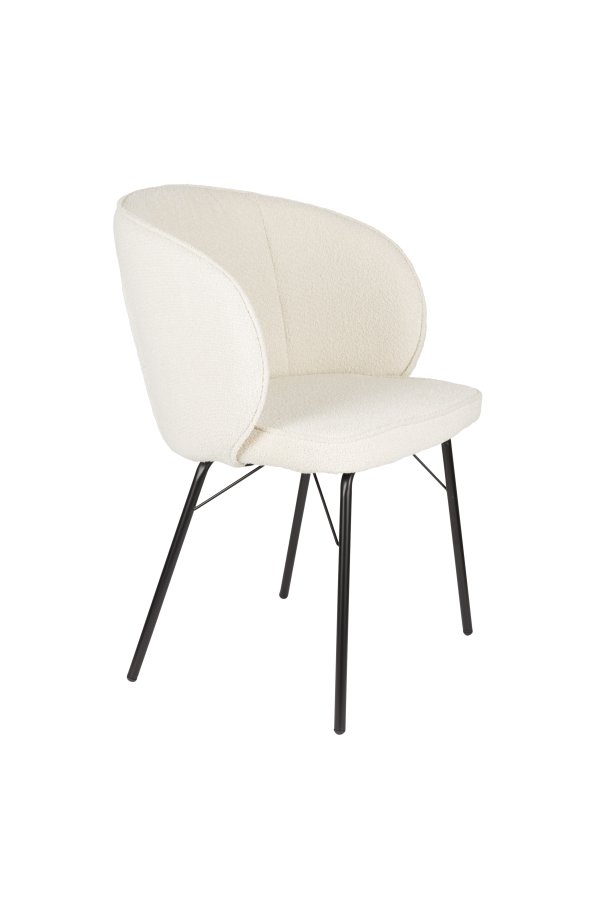 WHITE LABEL LIVING Joa spisebordsstol, m. armln - hvid polyester og sort jern