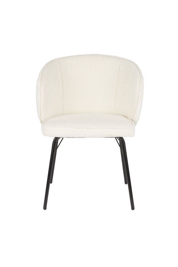 WHITE LABEL LIVING Joa spisebordsstol, m. armln - hvid polyester og sort jern