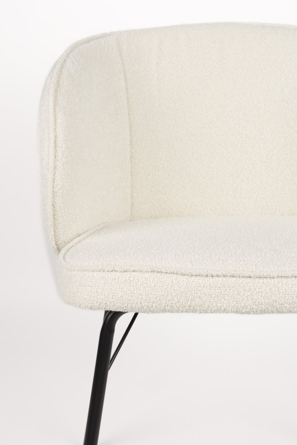 WHITE LABEL LIVING Joa spisebordsstol, m. armln - hvid polyester og sort jern