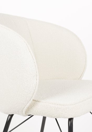 WHITE LABEL LIVING Joa spisebordsstol, m. armln - hvid polyester og sort jern