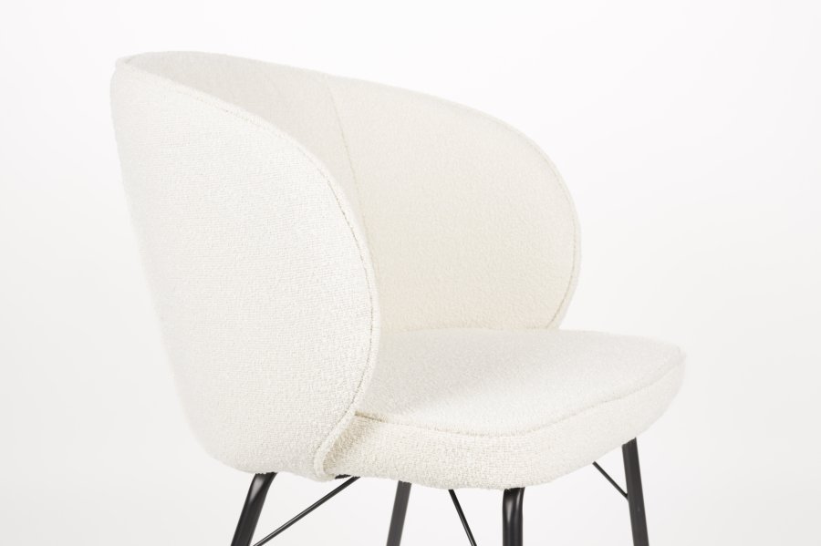 WHITE LABEL LIVING Joa spisebordsstol, m. armln - hvid polyester og sort jern