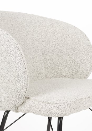 WHITE LABEL LIVING Joa spisebordsstol, m. armln - beige polyester og sort jern