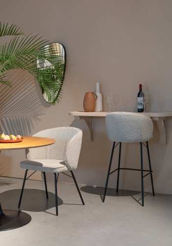 WHITE LABEL LIVING Joa spisebordsstol, m. armln - beige polyester og sort jern