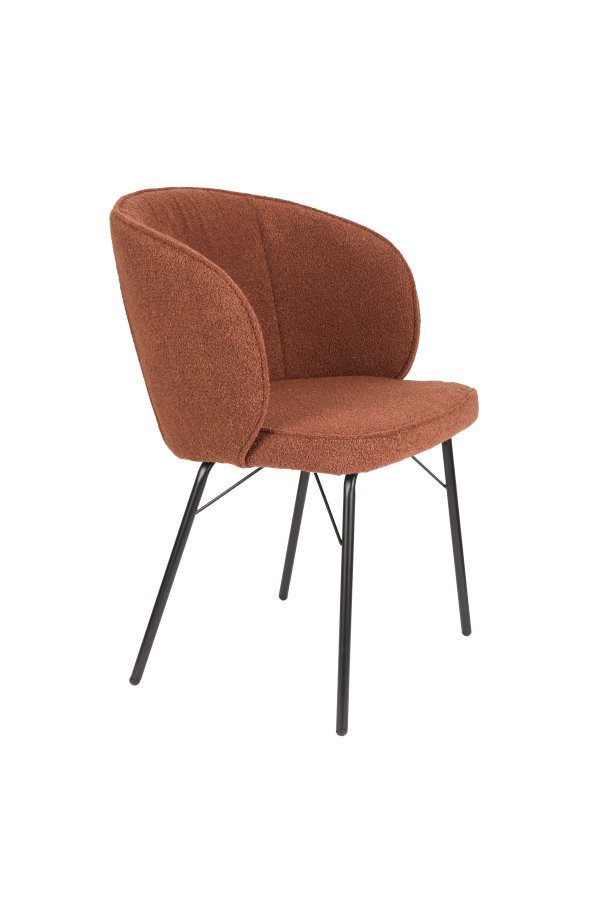 WHITE LABEL LIVING Joa spisebordsstol, m. armln - terra polyester og sort jern