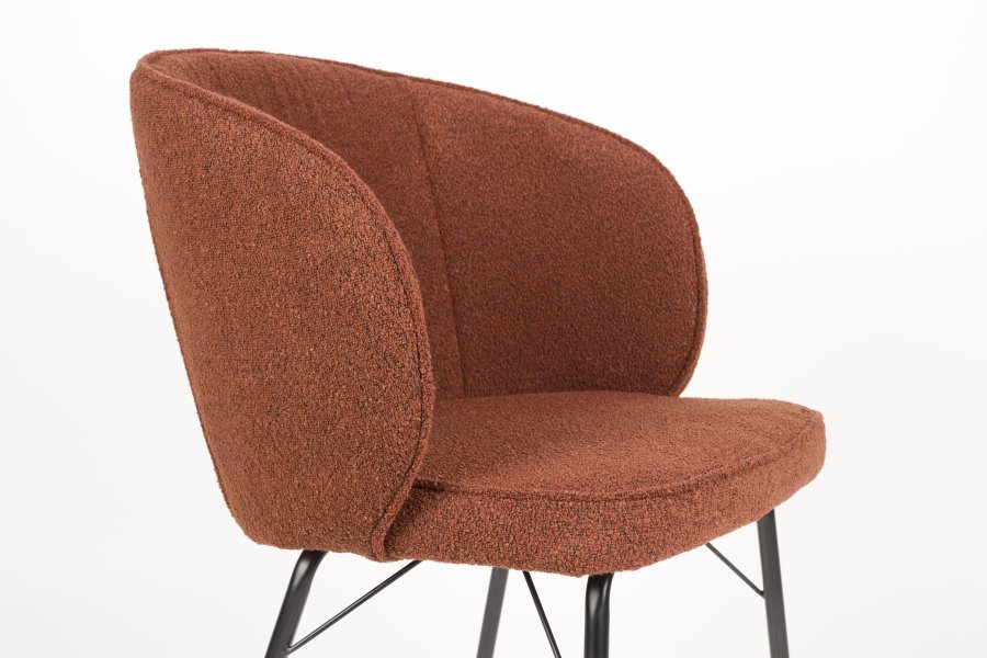 WHITE LABEL LIVING Joa spisebordsstol, m. armln - terra polyester og sort jern