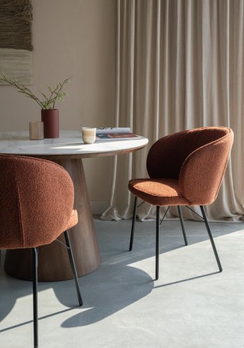 WHITE LABEL LIVING Joa spisebordsstol, m. armln - terra polyester og sort jern