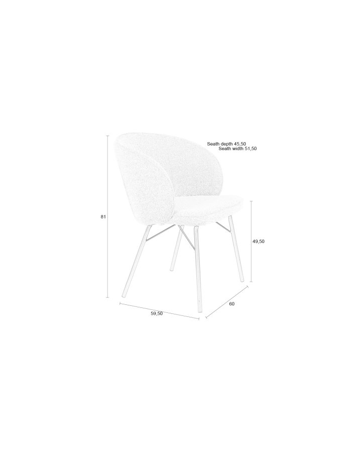 WHITE LABEL LIVING Joa spisebordsstol, m. armln - terra polyester og sort jern