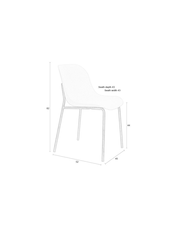 WHITE LABEL LIVING Wheat spisebordsstol - hvid polypropylen og metal