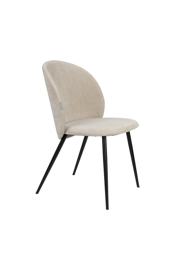 ZUIVER Cozy spisebordsstol - beige polyester fljl og sort metal