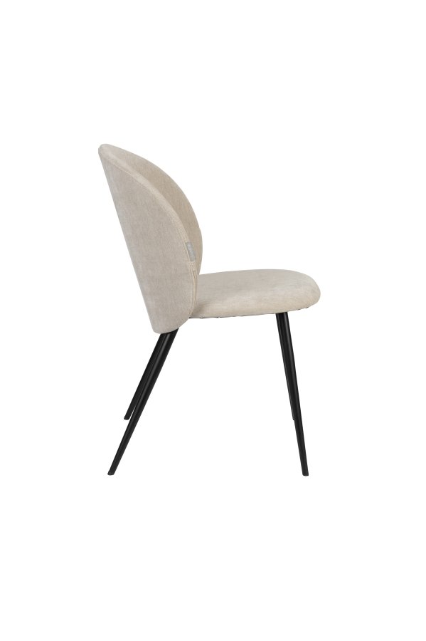ZUIVER Cozy spisebordsstol - beige polyester fljl og sort metal