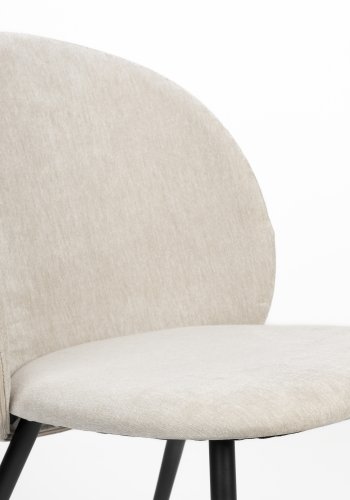 ZUIVER Cozy spisebordsstol - beige polyester fljl og sort metal