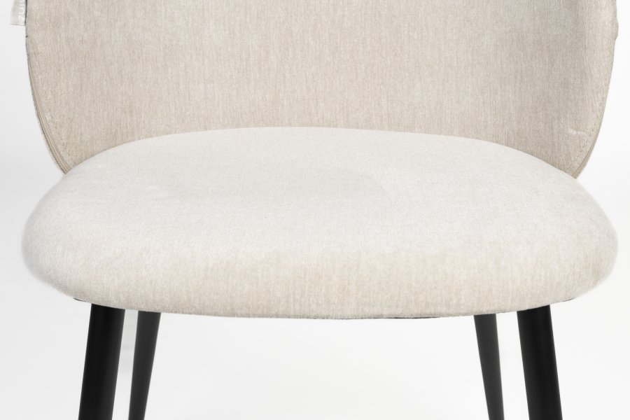 ZUIVER Cozy spisebordsstol - beige polyester fljl og sort metal