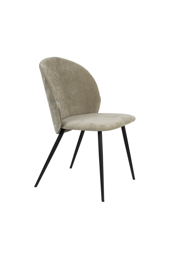 ZUIVER Cozy spisebordsstol - mosgrn polyester fljl og sort metal