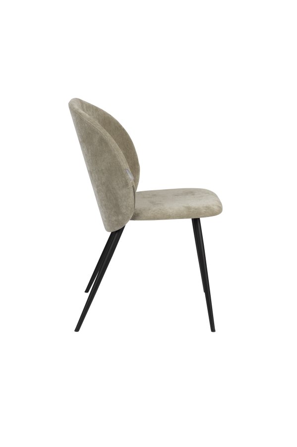 ZUIVER Cozy spisebordsstol - mosgrn polyester fljl og sort metal