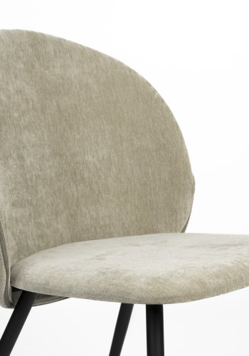 ZUIVER Cozy spisebordsstol - mosgrn polyester fljl og sort metal