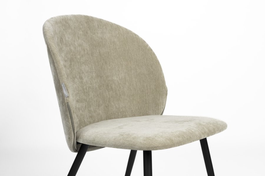 ZUIVER Cozy spisebordsstol - mosgrn polyester fljl og sort metal