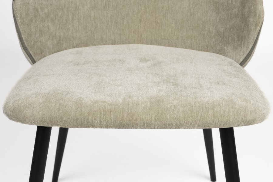 ZUIVER Cozy spisebordsstol - mosgrn polyester fljl og sort metal