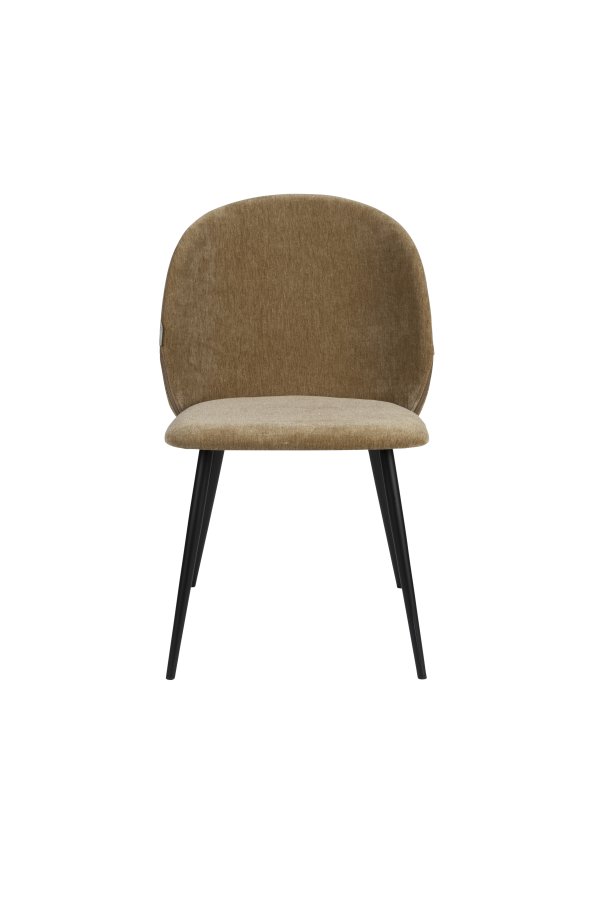 ZUIVER Cozy spisebordsstol - sennep polyester fljl og sort metal