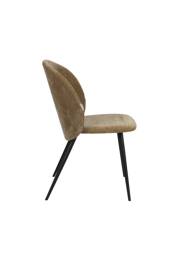 ZUIVER Cozy spisebordsstol - sennep polyester fljl og sort metal