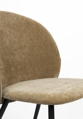 ZUIVER Cozy spisebordsstol - sennep polyester fljl og sort metal