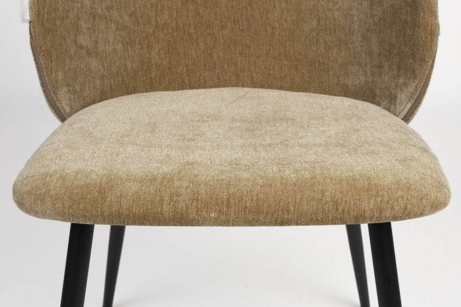 ZUIVER Cozy spisebordsstol - sennep polyester fljl og sort metal