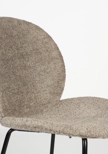 ZUIVER Bonnet spisebordsstol - beige polyester bamsestof og sort metal