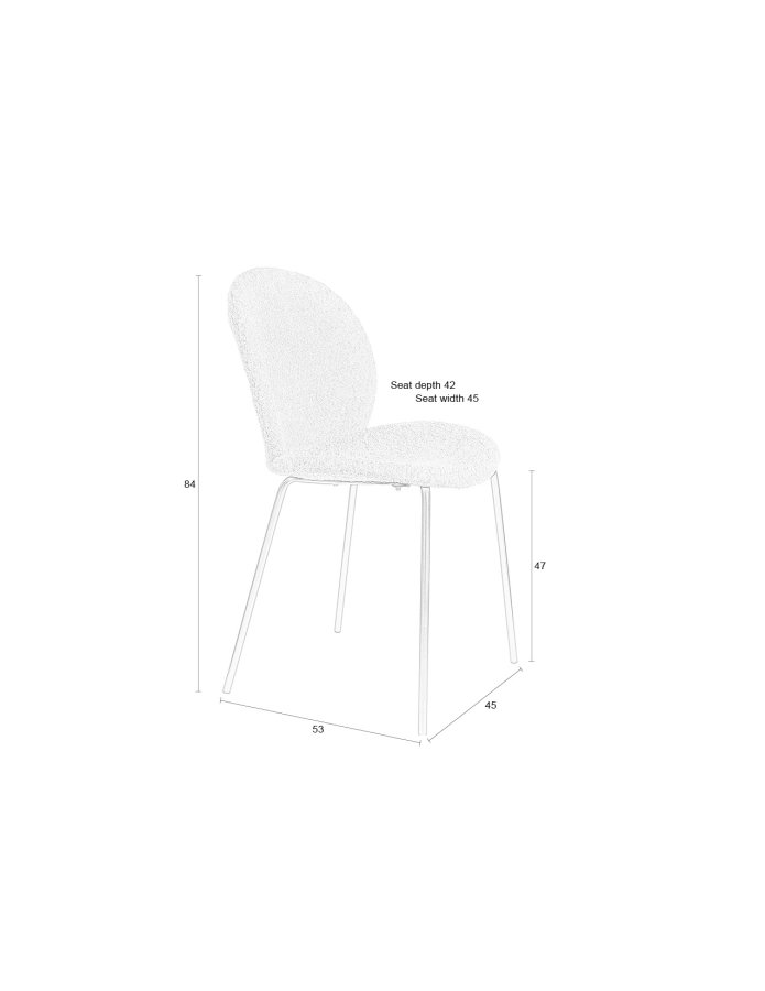 ZUIVER Bonnet spisebordsstol - beige polyester bamsestof og sort metal