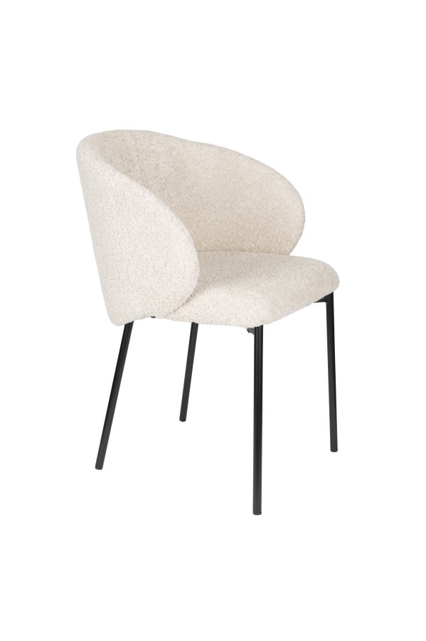 WHITE LABEL LIVING Ayle spisebordsstol, m. armln - offwhite polyester og sort jern