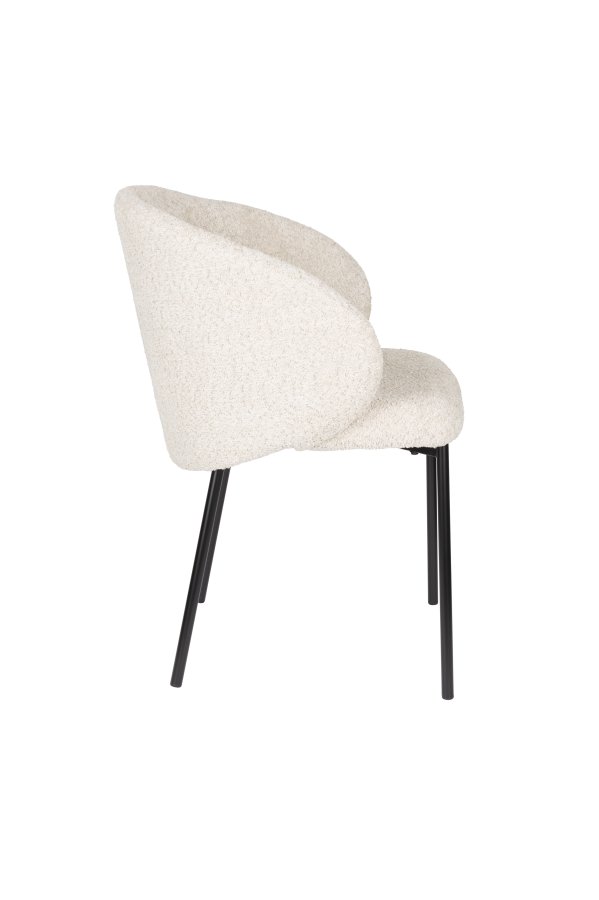 WHITE LABEL LIVING Ayle spisebordsstol, m. armln - offwhite polyester og sort jern