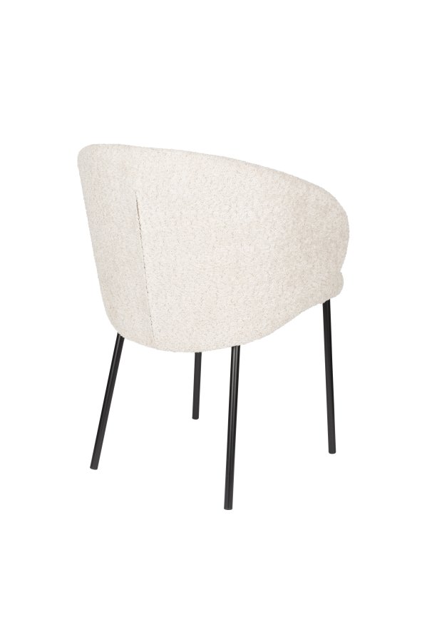 WHITE LABEL LIVING Ayle spisebordsstol, m. armln - offwhite polyester og sort jern