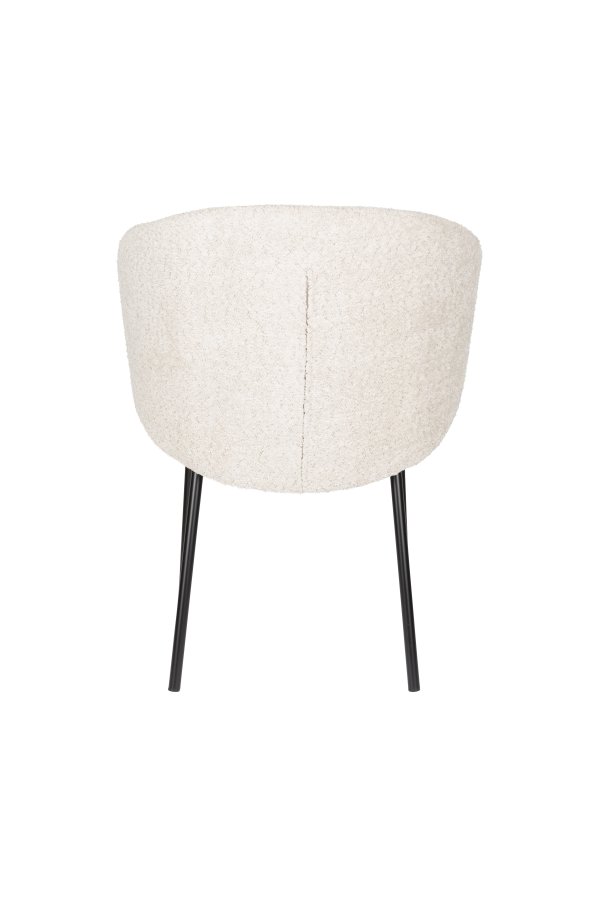 WHITE LABEL LIVING Ayle spisebordsstol, m. armln - offwhite polyester og sort jern