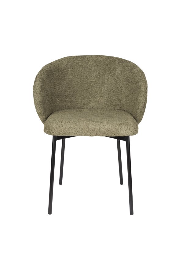 WHITE LABEL LIVING Ayle spisebordsstol, m. armln - mosgrn polyester og sort jern