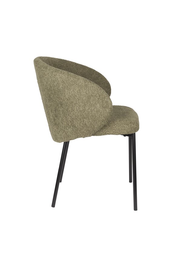 WHITE LABEL LIVING Ayle spisebordsstol, m. armln - mosgrn polyester og sort jern