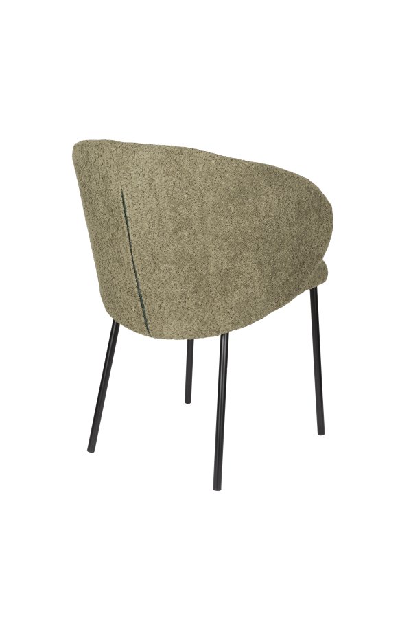 WHITE LABEL LIVING Ayle spisebordsstol, m. armln - mosgrn polyester og sort jern