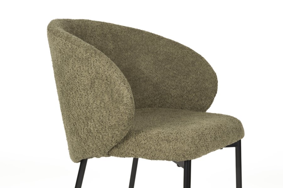 WHITE LABEL LIVING Ayle spisebordsstol, m. armln - mosgrn polyester og sort jern