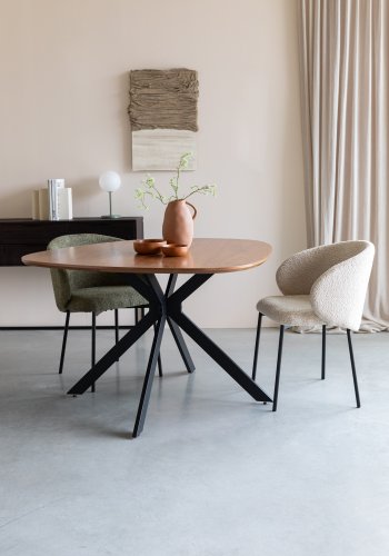 WHITE LABEL LIVING Ayle spisebordsstol, m. armln - mosgrn polyester og sort jern