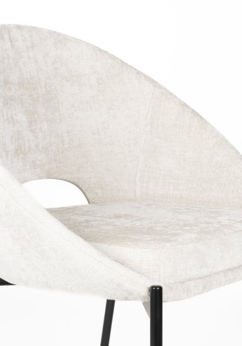 WHITE LABEL LIVING Dando spisebordsstol - offwhite polyester og sort jern