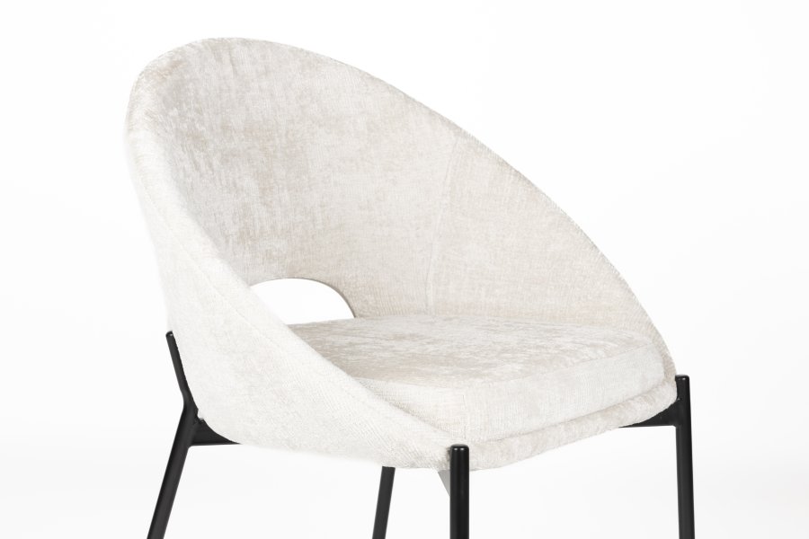 WHITE LABEL LIVING Dando spisebordsstol - offwhite polyester og sort jern