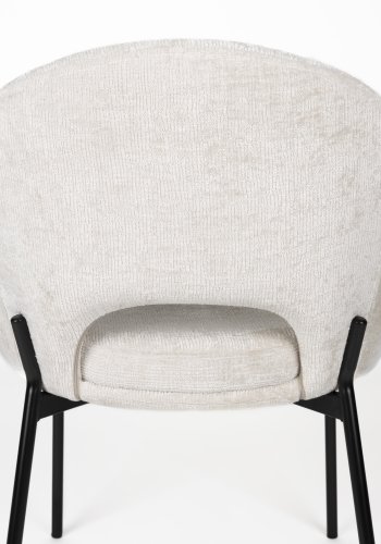 WHITE LABEL LIVING Dando spisebordsstol - offwhite polyester og sort jern