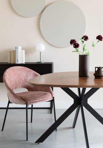 WHITE LABEL LIVING Dando spisebordsstol - gammelrosa polyester og sort jern