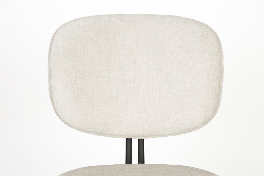 WHITE LABEL LIVING Bouton spisebordsstol, stabelbar - offwhite polyester og sort jern