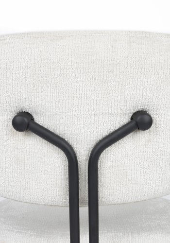 WHITE LABEL LIVING Bouton spisebordsstol, stabelbar - offwhite polyester og sort jern