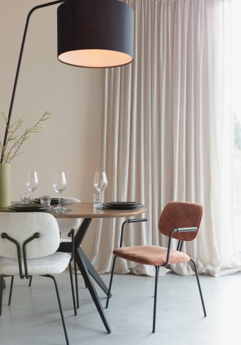 WHITE LABEL LIVING Bouton spisebordsstol, stabelbar - terra polyester og sort jern