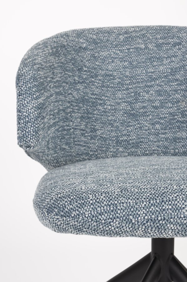 WHITE LABEL LIVING Balado spisebordsstol, m. drejefunktion - bl polyester og sort jern