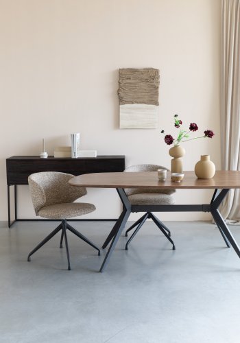 WHITE LABEL LIVING Balado spisebordsstol, m. drejefunktion - brun polyester og sort jern