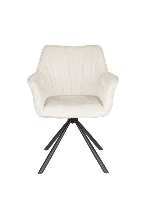 WHITE LABEL LIVING Kodak spisebordsstol, m. armln og drejefunktion - beige polyester og sort jern